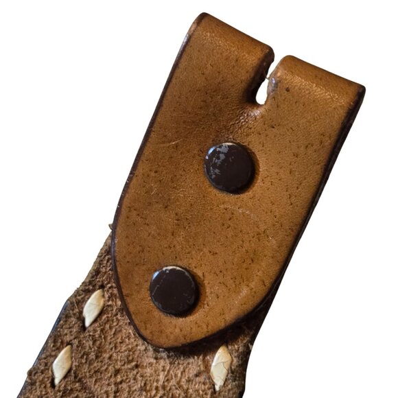 National Finals Rodeo Belt Brown Leather Justin Brand Size 32 NFR Vintage Wester - Picture 16 of 16